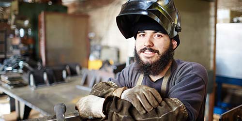 welder with mask off